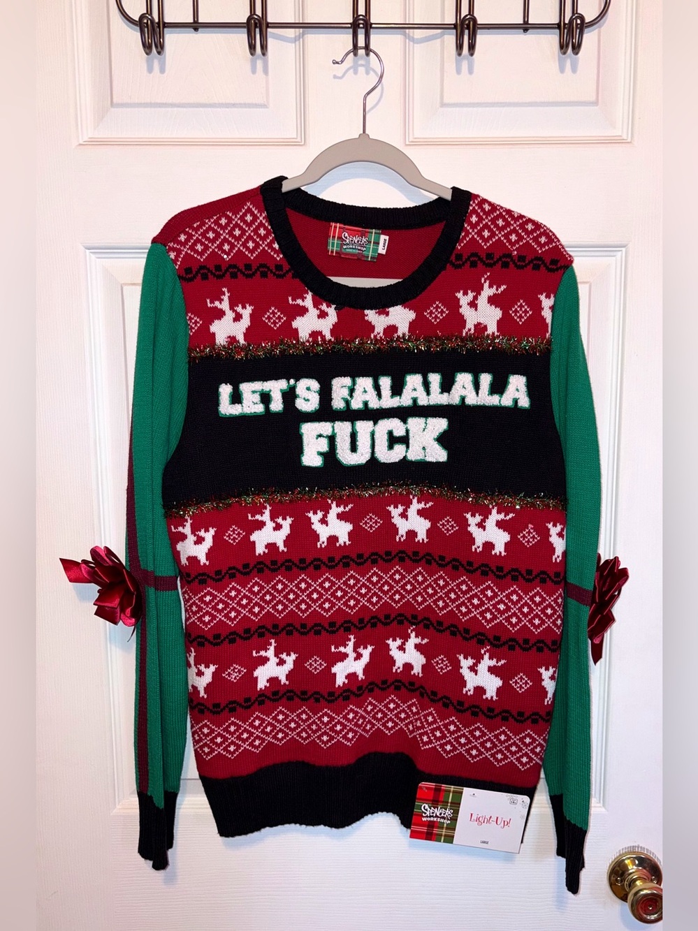Spencer’s Let’s Falalala F*ck Humorous Rated R Ugly Christmas Sweater Size L